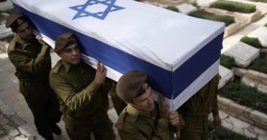 Pasukan Israel menggotong peti mati perwira IDF yang tewas dalam aksi di Lebanon, saat pemakamannya di Mount Herzl di Yerusalem, Jumat, 25 Oktober 2024.