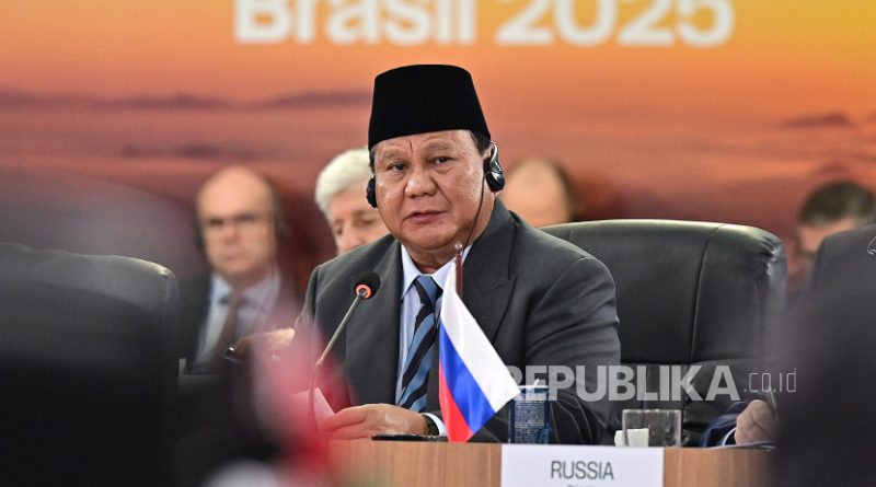 residen Prabowo Subianto pada hari kedua KTT BRICS 2025 di Rio de Janeiro, Brasil, Senin (7/7/2025).