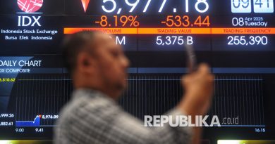 Jurnalis memantau layar pergerakan Indeks Harga Saham Gabungan (IHSG) di Bursa Efek Indonesia (BEI) Jakarta, Selasa (8/4/2025). IHSG dibuka anjlok 9,19 persen ke level 5.912,06 pada perdagangan Selasa (8/4/2025) di tengah gonjang ganjing penerapan kebijakan tarif impor oleh Presiden Amerika Serikat (AS) Donald Trump. Bursa Efek Indonesia (BEI) langsung mengambil tindakan tegas berupa trading halt dan penyesuaian batas Auto Rejection Bawah (ARB) demi menjaga stabilitas pasar. Pada pukul 09.00 WIB, BEI menghentikan sementara perdagangan sistem JATS karena IHSG tercatat turun hingga 8 persen. Perdagangan dilanjutkan kembali pada pukul 09.30 WIB tanpa perubahan jadwal.