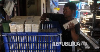 Pekerja menyelesaikan pembuatan tempe di Kampung Tempe, Kelurahan Sunter Jaya RT/RW 12/03, Kecamatan Tanjung Priok, Jakarta Utara, Senin (14/4/2025). Kawasan tersebut merupakan sentra industri produksi tempe rumahan yang dikenal sebagai Kampung Tempe. sebanyak 80 persen mata pencaharian warga disana sebagai produsen tempe. Dalam sehari, mereka mampu memproduksi tempe sebanyak 3 kwintal yang dipasarkan ke sejumlah pasar tradisional di Jakarta dengan harga Rp4.000 hingga Rp5.000. Namun, kebijakan tarif impor 32 persen dari Amerika Serikat serta menguatnya nilai tukar Dollar AS terhadap rupiah berdampak pada sektor industri tempe. Produsen tempe di kawasan tersebut mengeluhkan kenaikan harga bahan baku kedelai dari Rp950 ribu per kwintal menjadi Rp1,2 juta per kwintal yang dipicu oleh kebijakan tersebut namun harga jual tetap sama. Akibatnya, jumlah pendapatan para produsen tempe mengalami penurunan hingga 25 persen.
